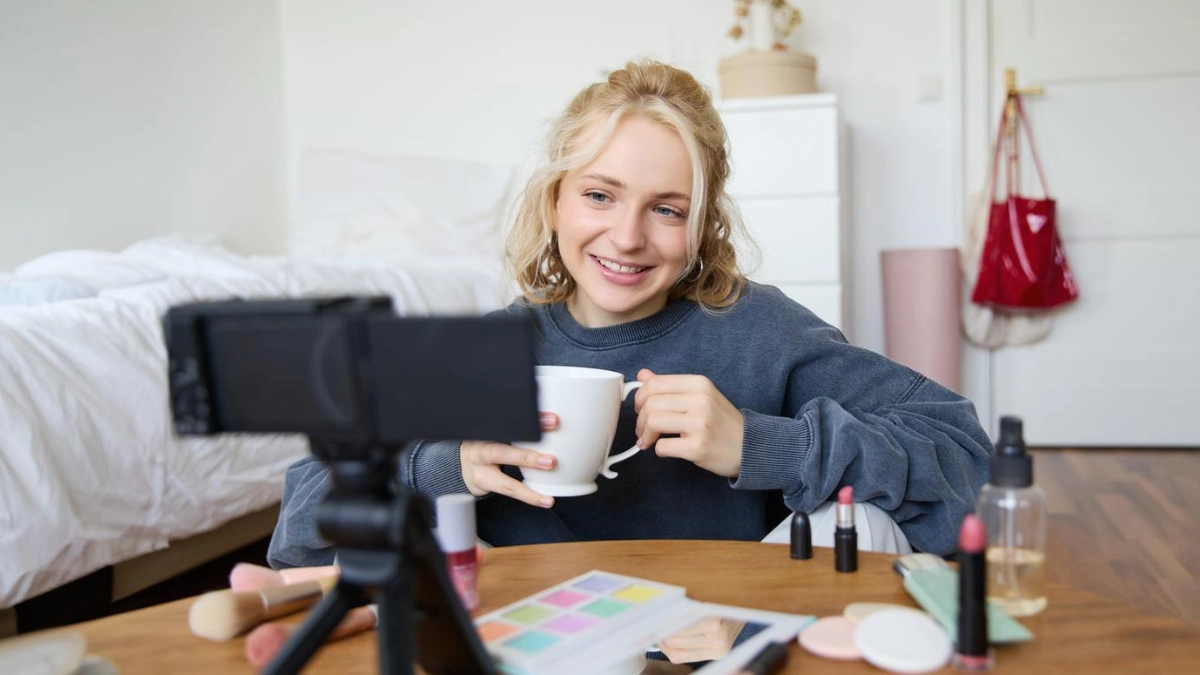 Influencer creando contenido de colaboración para redes sociales